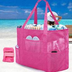Red Beach Bags Shein Mesh Beach Bag Large Multi-Use Organizer With Zipper Closure