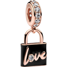 Pandora Love Padlock Dangle Charm - Rose Gold/Black/Transparent
