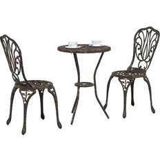 Cafeset utemöbler vidaXL 3-Delars Trädgårdsbistroset Bronsgjuten Aluminium Caféset, 1 Bord inkl. 2 Stolar