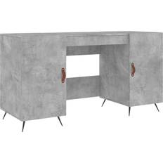 Läder Bord vidaXL 829520 Concrete Grey Skrivbord 50x140cm