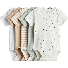 Bodys H&M Baumwollbodys 5er-Pack Beige Helles Mattgrün