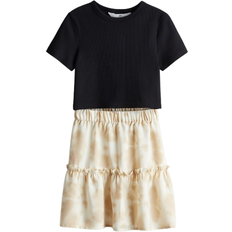 H&M 2-teiliges Set Mit Shirt Und Rock - Schwarz/Batikmuster
