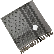 Skull Pattern Cotton Scarf  with Tassels Trim - Grey