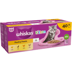 Pets Whiskas Poultry Feasts in Jelly Kitten 2-12 Months Wet Cat Food Pouch 40pack 85g