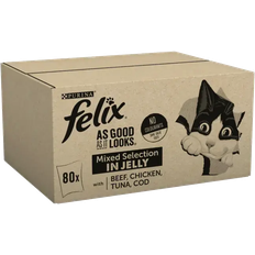 Purina Felix As Good As it Looks Mixed Selection in Jelly Beef, Chicken, Tuna, Cod Wet Cat Food 85g 120-pack