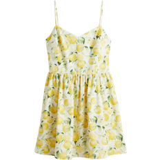 H&M Flared Skirt Cotton Dress - White/Oranges