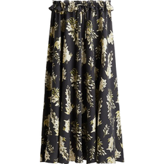 H&M Ruffle Trimmed Maxi Skirt - Black/Floral