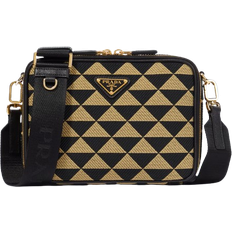 Prada Tasker Prada Symbole Embroidered Fabric Bag - Black/Beige
