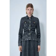 Ganni Dame Jakker Ganni Denim Fitted Blazer Jakke - Black Washed
