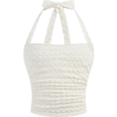 Polyester Tank Tops Children's Clothing Shein Tween Girls Jacquard Knit Square Neck Bowknot Camisole
