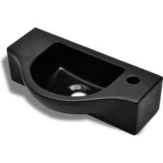 vidaXL Lavabo De Cerámica Con Orificio De Grifo/Desagüe Negro