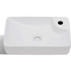 Lavabos de baño vidaXL Lavabo De Cerámica Con Orificio De Grifo Y Desagüe Blanco