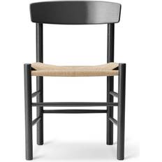 J39 bøg Fredericia Furniture J39 Mogensen Black Lacquered Beech/Natural Wicker Køkkenstol 77cm