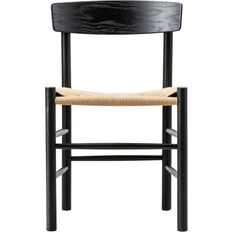 J39 mogensen Fredericia Furniture J39 Mogensen Black Lacquered Oak/Natural Paper Cord Köksstol 77cm