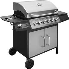 Barbecue a gas vidaXL Griglia Barbecue A Gas 6+1 Fornelli Argento