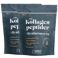 Kosttillskott hyaluronsyra Great Essentials Pure Kollagenpeptider Hyaluronsyra Ekonomipack 3x500g
