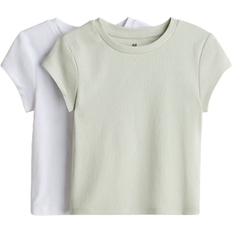 H&M Cotton Jersey Tops 2-pack - Turquoise