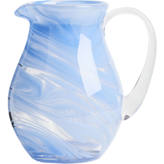 H&M Patterned Glass Jug Light Blue Pitcher