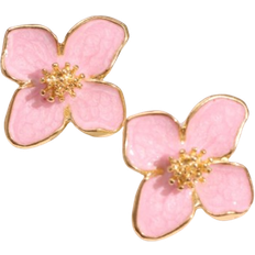 Shein 1pair Needle Fashionable Luoshen Flower Drop Glaze White Flower Earrings For Women For Daily Decoration Valentines