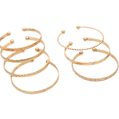 Shein 7pcs/Set European And American Style Bangle Set With Hammered, Arrow, Floral, Exaggerated Hexagram Design, Twist Open Bracelets Jewelry Gifts