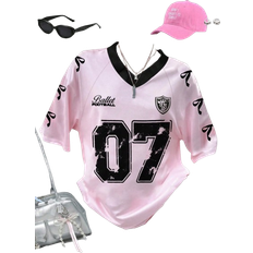Elastane T-shirts Children's Clothing Shein Tween Girl Sporty Pink Short Sleeve T-Shirt