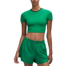 Lululemon Tight-Fit Cropped Shelf-Bra T-shirt - Raceway Green/Rainforest Green