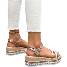 Shein Summer Dressy Platform Sandals, Fabric Knot Beach Wedge Thick Bottom Roman Sandals With Rivet Decoration, Bohemian Open Toe Elastic Ankle Strap Breathable Comfortable Casual Elegant Flat Sandals