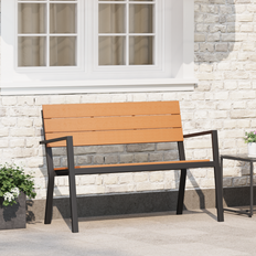 Brown - Metal Garden Benches vidaXL Steel WPC Brown and Black Garden Bench