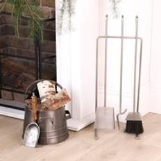Fireplaces Dibor Antique Pewter 3pc Fireside Companion Set