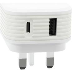 30W USB-A USB-C Mains Charger White