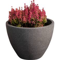 Pots, Plants & Cultivation Verve Grey Stone Effect Ridged Planter 40cm H 30cm