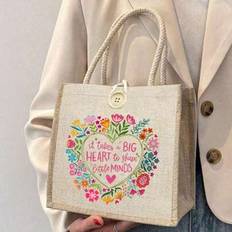 Fabric Tote Bags Shein Teacher Letters Printed Mama Tote Handbag - For Mom