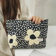 Shein Large Flower Pastoral Zipper Bag - Black