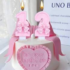 Shein Creative Pink Bow 0-9 Number Candles