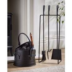 Fireplaces Dibor Contemporary Black Freestanding 3 Tools Fireside Companion Set