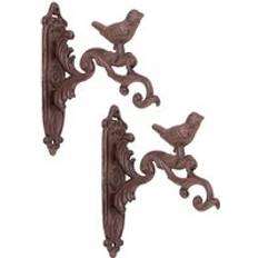 Pots, Plants & Cultivation Dibor Set of 2 Cast Iron Ornate Bird Topped Garden Basket Brackets 2 Pack
