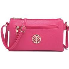 Small Front Zipper Slim Multi Compartments Crossbody Purse Bag - Fuchsia