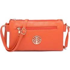 Small Front Zipper Slim Multi Compartments Crossbody Purse Bag - Orange