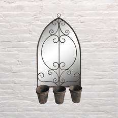 Grey Mirrors Rusty with Triple Planter L15 x W45 x H73 cm Grey Wall Mirror