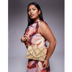 Clutches True Decadence Beaded Envelope Clutch with Crossbody Strap - Gold