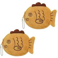 Coin Purses Shein Fish-Shape Coin Purse 2Pcs With Keychain - Yello