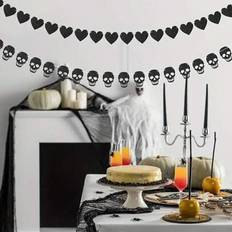 Black Garlands & Confetti Shein 24pcs Black Felt Heart Shaped Garland Banner