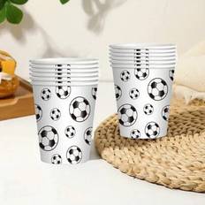 Paper Cups Shein 10 20 Pcs 9oz Disposable Football Themed Paper Cups Set