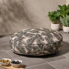 Scatter Cushions OHS Indoor Outdoor Round Palm Leaf Print Monochrome Scatter Cushion
