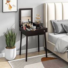 Black Dressing Tables Homcom Vanity Desk Flip-up Mirror 2 Drawers Black Dressing Table
