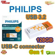 Usbc 128 Philips USB 3.2 128GB Click Series Gen 1 USB-C Flash Drive