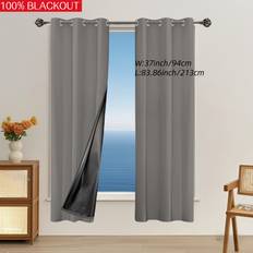 Gardiner & Tillbehör Temu 2pcs 100% Blackout Curtains Heat Light Blocking