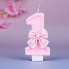 Shein Pink Bow Numeral Birthday Candle