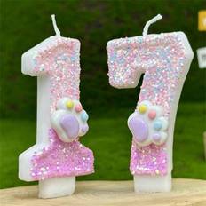 Text & Letters Cake Candles Shein Gradient Pink Sparkling Cat Dog Paw Print