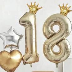 Shein 40-Inch Large Gold Crown Number Balloon